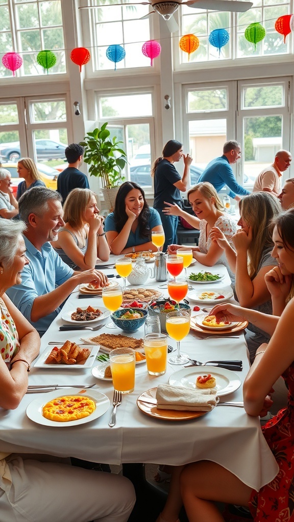 Brunch Games for a Fun Gathering Guests enjoying a fun brunch gathering with games and delicious food.